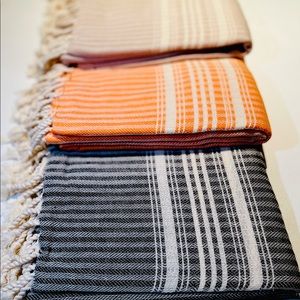 Turkish towel set of 4, Turkish peshtemal - black